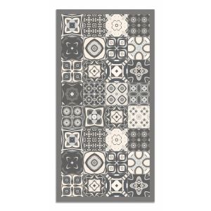 Image de Tapis vinyle carreaux ciments gris 80x300cm