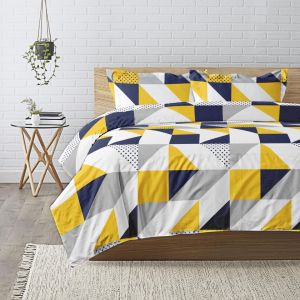 Parure de lit coton TRIGONE - Bleu