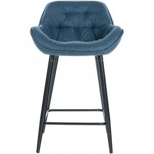 CLP Tabouret de bar Gibson avec Pieds en Métal, Bleu/Tissu