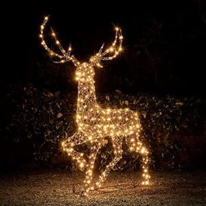 Lights4Fun Cerf en Rotin de 2 m, Renne de Noël Lumineux à LED Bicolore Studley 24v