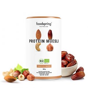 Image de Foodspring Muesli protéiné, Dattes-3 Noix, 360g, ingrédients 100 % bio, recette végane et sans lactose