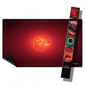WOGAMAT - Tapis de Jeu Neoprene Rouge Rubis Grande Longueur 60 x 100 cm pour Jeux de Cartes, Jeux de D&eacute;s, Jeux de Soci&eacute;t&eacute; - N&eacute;opr&egrave;ne Silencieux &eacute;pais Lavable antid&eacute;rapant - Tapis Multijeux Luxe.