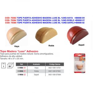 Brinox 84D12 But&eacute;e de Porte adh&eacute;sive en h&ecirc;tre 48 x 37 x 25 mm