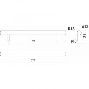 D&eacute;coris Garde-corps DE-U-8, chrome brillant, 192 mm