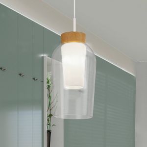 Mantra Suspension Led verre et bois Nora