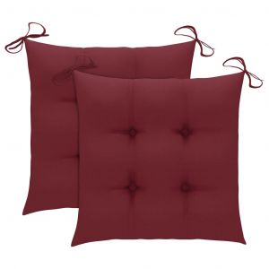 VidaXL Coussins de chaise 2 pcs Bordeaux 40x40x7 cm Tissu