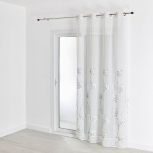 Image de Homemaison Voilage au style floral Blanc 140 x 240 cm - Blanc