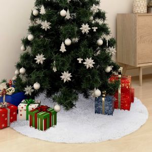 VidaXL Jupe de sapin de Noël Blanc 150 cm Fausse fourrure