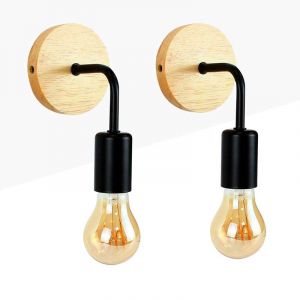 Barcelona led Lot de 2 Appliques murales en bois avec m&eacute;tal flexo "Morgan"