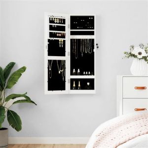 VidaXL Armoire à bijoux avec miroir murale blanc 30x8,5x90 cm