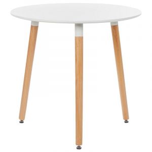 Beliani Table &agrave; Manger Ronde Scandinave ⌀ 80 cm 4 Places en mdf Plateau Blanc Boma