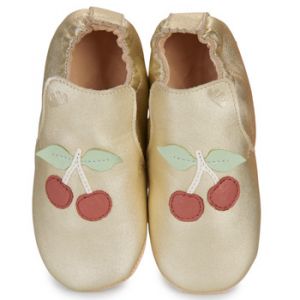 Easy Peasy Chaussons enfant MY BLUBLU CERISE Doré - Taille 24,25,26,27