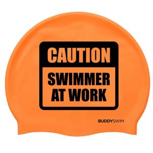 Buddyswim Bonnet Natation Caution Swimmer At Work One Size Orange