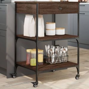 VidaXL Chariot de cuisine chêne marron 60x48x89,5 cm bois d ingénierie