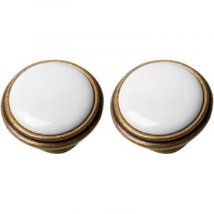 Image de Cyclingcolors 2x bouton de tiroir finition laiton porcelaine c&eacute;ramique 35 mm meuble vintage antique style porte poign&eacute;e commode armoire maison avec vis