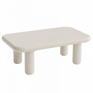 Oviala Table basse rectangulaire 100 cm en MDF effet laqu&eacute; ivoire