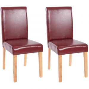 D&eacute;coshop26 Lot de 2 chaises de salle &agrave; manger simili-cuir rouge/brun pieds clairs CDS04034