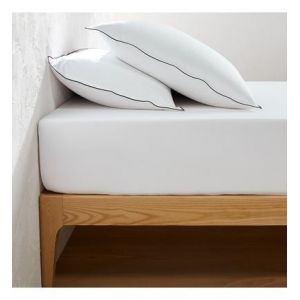 Drap housse satin de coton lavé, Victor uni Blanc Couleur Blanc Taille 160 x 200 cm