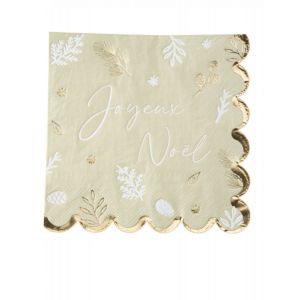 16 Serviettes Noël botanique vert de gris 33 x 33 cm - Couleur Vert - Taille Taille Unique