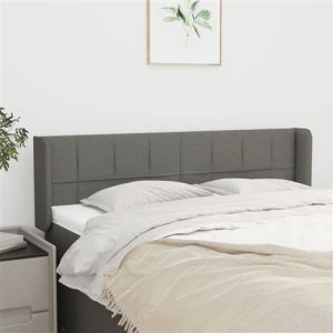 VidaXL Tête de Lit avec Oreilles Meuble de Chambre à Coucher Accessoire de Lit Double Tête de Cadre de Lit Intérieur Gris Foncé 147x16x78/88 cm Tissu 3118767
