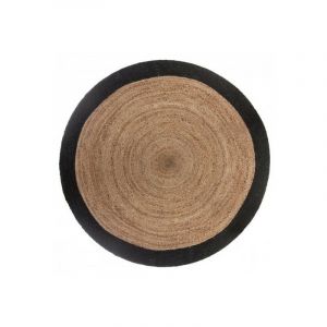 Atmosphera Univers Decor - Tapis rond jute bord noir ou blanc diamètre 120 cm - Noir