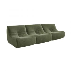 Chauffeuse tissu effet alpaca 3 places, kaki, style contemporain, l 91 x p 105 x h 72cm