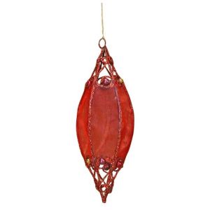 Ruedelafete Suspension Goutte en tulle et métal pailleté 13cm, Rouge