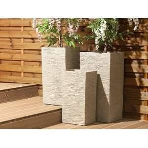 Beliani Grand cache-pot beige rectangulaire Gaza