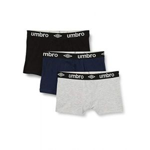 Umbro Lot De 3 Boxers Coton Homme Uni Noir, Gris Et Marine
