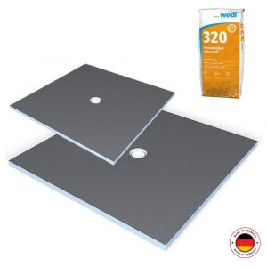 Wedi Receveur à carreler Fundo Primo, écoulement centré + colle 320, 120 x 120