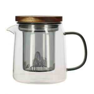 Ogo Living Théière en verre infuseur et anse graphite 450ml