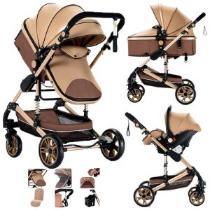 Poussette Magic Zc Poussette 3 En 1 Poussette Bebe Poussette De Luxe Jusqu'&agrave; 15kg 0-3ans Pliage En Un Clic Avec Grand Panier Kaki