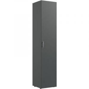 Pegane Armoire de rangement en bois mélamine coloris graphite - longueur 30 x hauteur 185 x profondeur 54 cm -