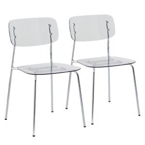 Oviala Lot de 2 chaises transparentes en acier et plastique