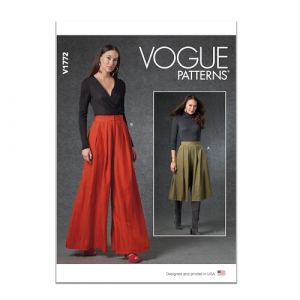Vogue Patterns V1772A Jupe/Pantalon pour Femme, Motifs :, Blanc, A (S-M-L-XL-XXL)