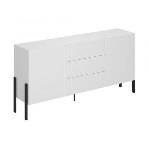 Buffet long 2 portes 3 tiroirs Bérénice Blanc