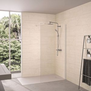 Kinedo Paroi de douche transparent Solo 6+ 80cm profil&eacute; Blanc grain&eacute;