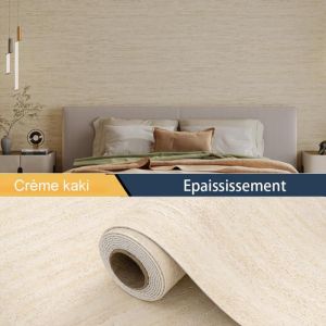 Ideko Papier Peint 3D effet Ciment Crème Jaune adhésif auto collant épaississement 60CM x 2.8M en rouleau Style industriel 1.68m2