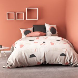 Les Ateliers du Linge Parure de lit - Housse de couette 100% Coton 57 fils Hawa Pink : Taille - 140 x 200 cm