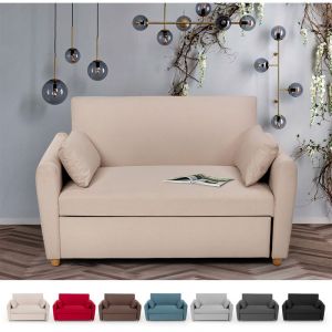 Modus Sof&agrave; Canap&eacute; lit gigogne 2 places, design moderne en tissu PORTO RICO, Couleur: Beige