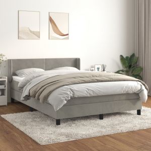 VidaXL Lit à sommier tapissier et matelas Gris clair 140x200cm Velours