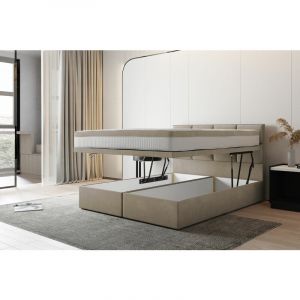 Ensemble sommier et matelas en velours beige 140x200