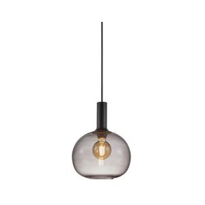 Nordlux Suspension ALTON 25CM E27 60W Noir et verre fumé