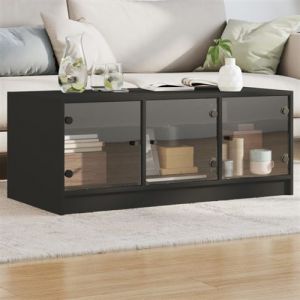 VidaXL Table Basse avec Portes en Verre Bout de Canapé avec Rangement Table dAppoint Meuble de Salon Salle de Séjour 836414