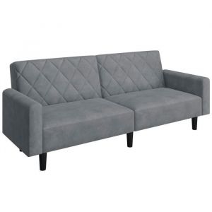 Jardibricodeco - Canapé Droit Convertible En Tissu Canapé-lit Avec Dossier Inclinable Et Accoudoirs, Gris Foncé