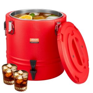 Distributeur de Boissons Isotherme 30 L-VEVOR-Rouge-Fontaine à Eau Chaude et Froide Non Électrique avec Robinet