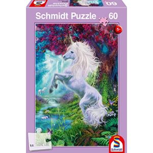 Schmidt Puzzle 60 pièces : Licorne dans un jardin enchanté