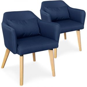 Image de Stanley Lot de 2 chaises / fauteuils scandinaves Shaggy Tissu Bleu