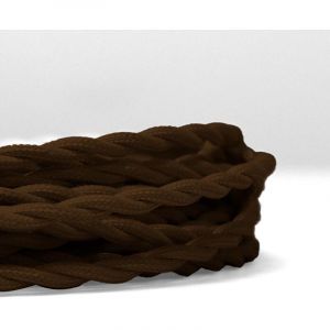 Barcelona led Câble électrique tressé revêtu d'un tissu à effet soie de couleur marron