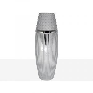 Romimex Vase argenté en céramique 14 x 41 x 14 cm